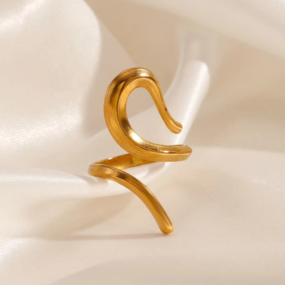 Personalized Vintage 18K Gold Silver Plating Tarnish-Free Geometry Skeleton Stainless Steel Ring