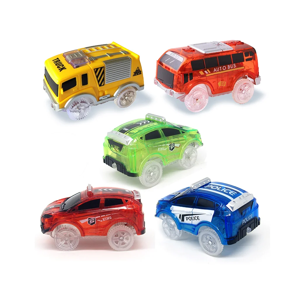 Free Shipping 5 LED Light Mini Kids Toys Manufacturer Track Auto Bus Taxi Police Car Toy Set 5pcs for Kids to Play