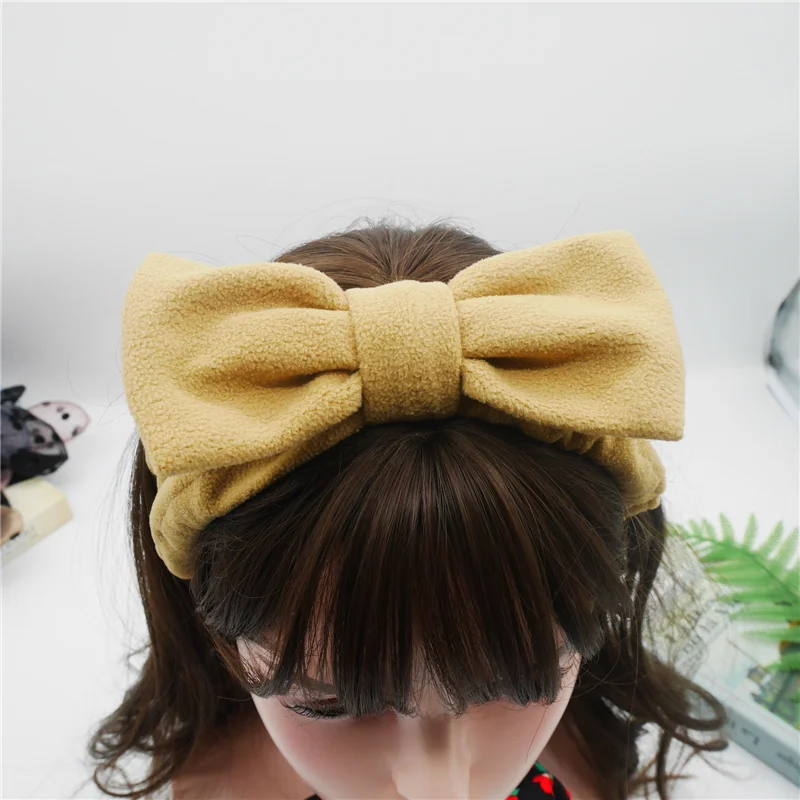 Female soft beautiful bow hair Headdress washing face SPA Hair Accessories fleece elastic hairband