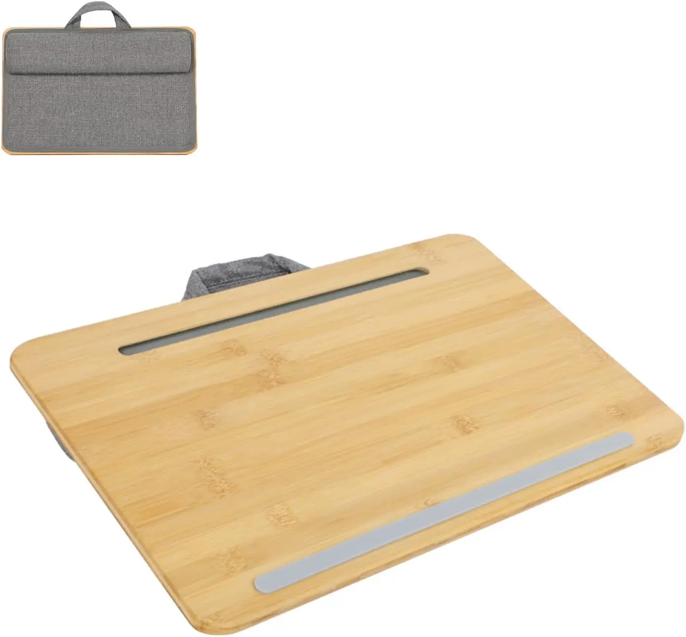 Combohome High Quality Portable Bamboo Lap Desk Laptop Stand Tabletop Tray With Pillow Wrist Rest Phone Stand Mouse Pad