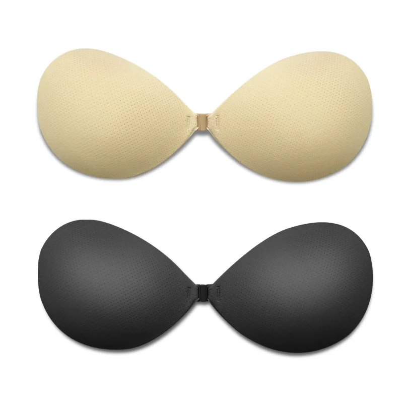 Popular breathable hole fabric invisible bra strapless stivky backless adhesive bra for big chested and evening dress