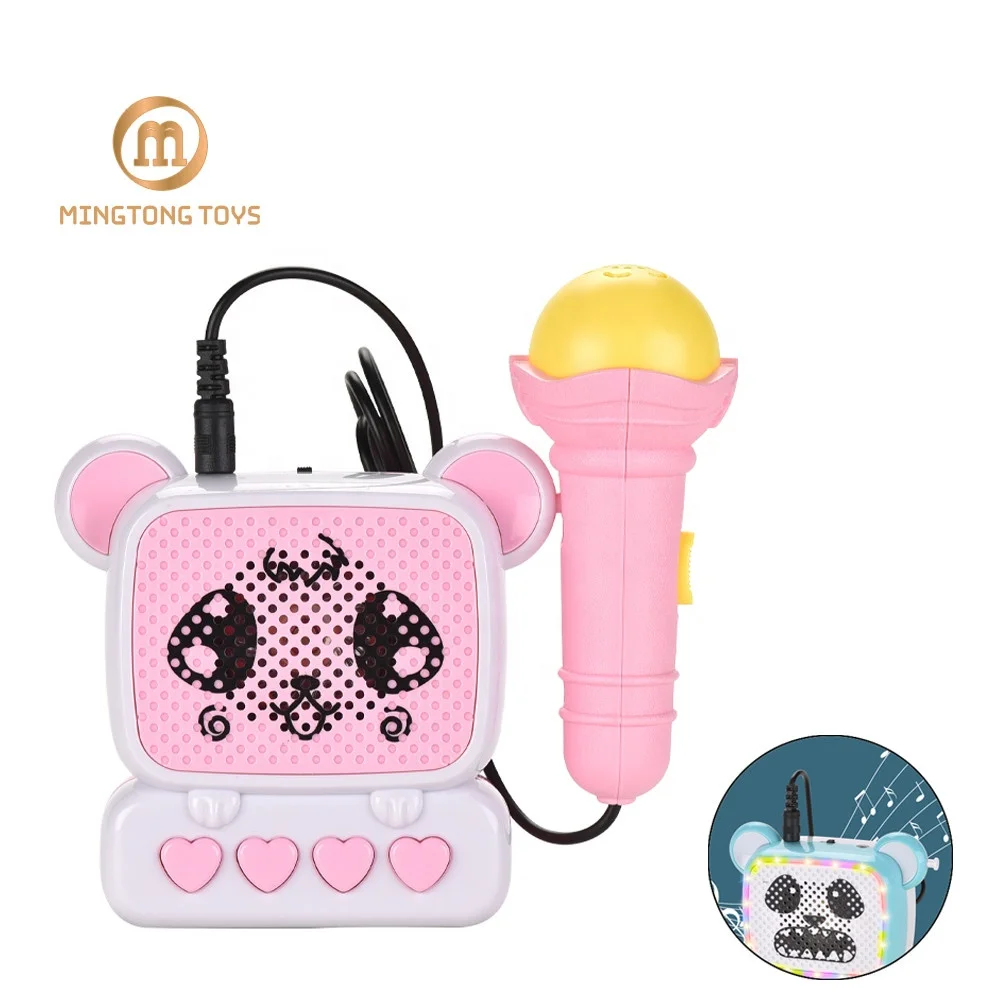 Educational baby portable speaker cartoon musical box Karaoke machine microphone set music toy for kids