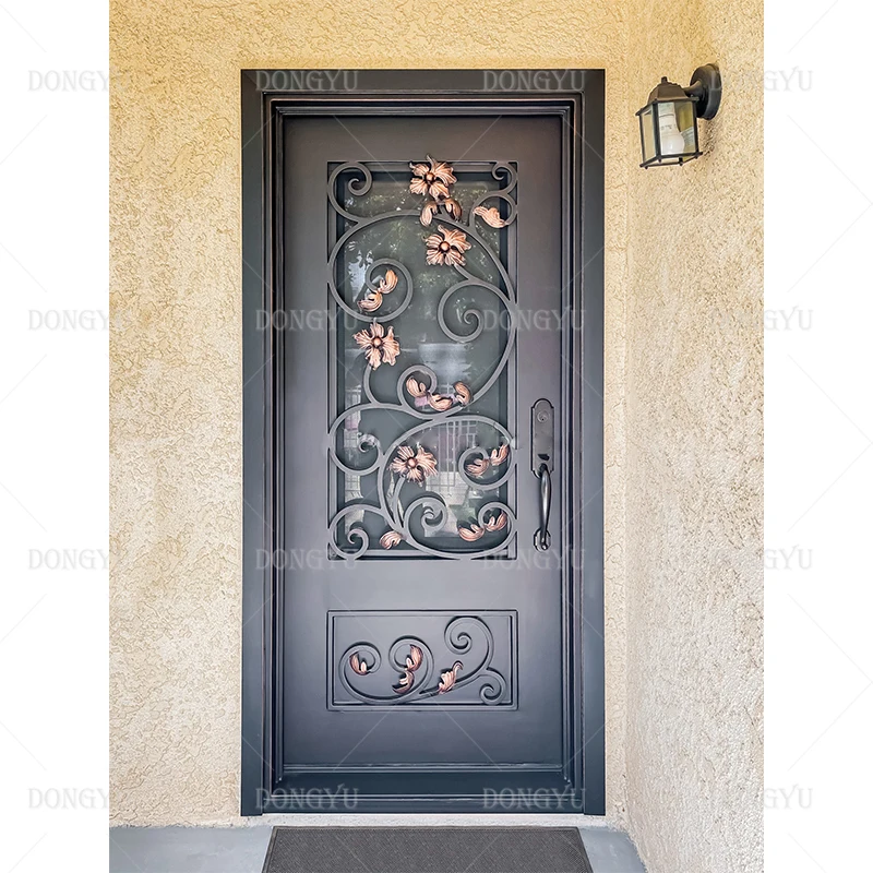 Cheap price high quality metal safety doors picture modern exterior security main entrance wrought iron door