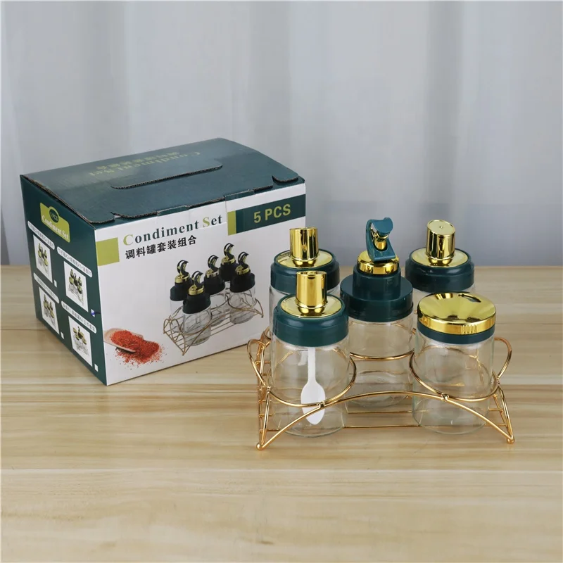 Kitchen Seasoning Condiment 5pcs Set Spice Food Storage for Salt and Pepper Shaker