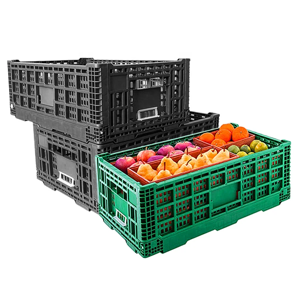 Agriculture Vegetable And Fruits Stackable Mesh Folding Plastic  Crate