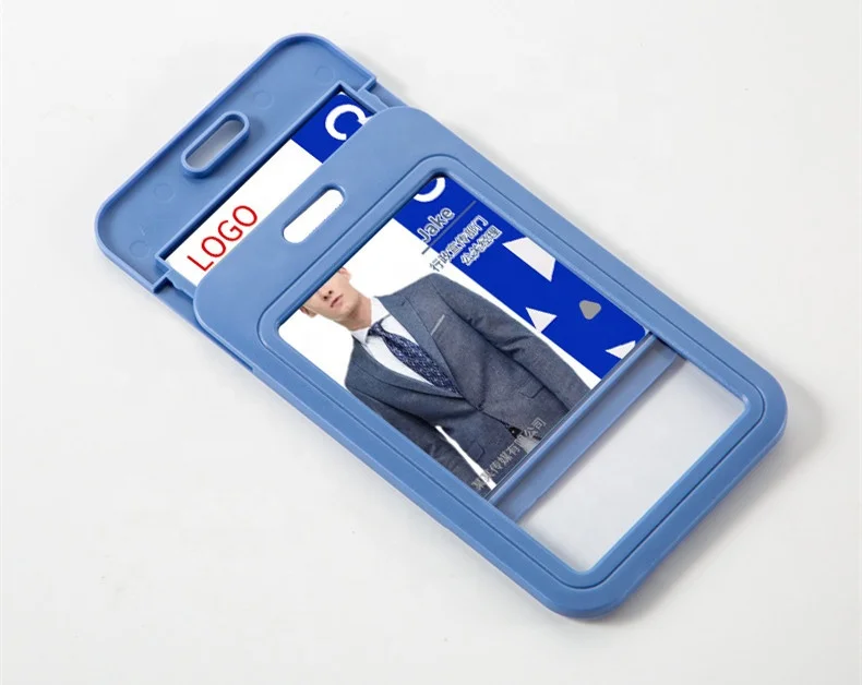 Multicolor Double-sided Push Together Card Holder Modern ID Badge Work Badge Staff with Lanyard Badge Set