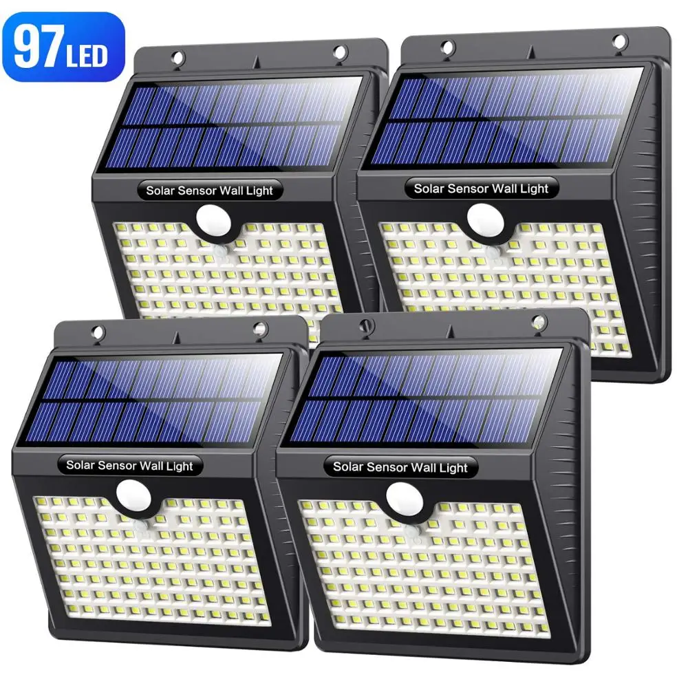  Датчик движения солнечные огни безопасности 97 LED Настенные светильники беспроводной IP65 водонепроницаемый фонарь на солнечных батареях с 3