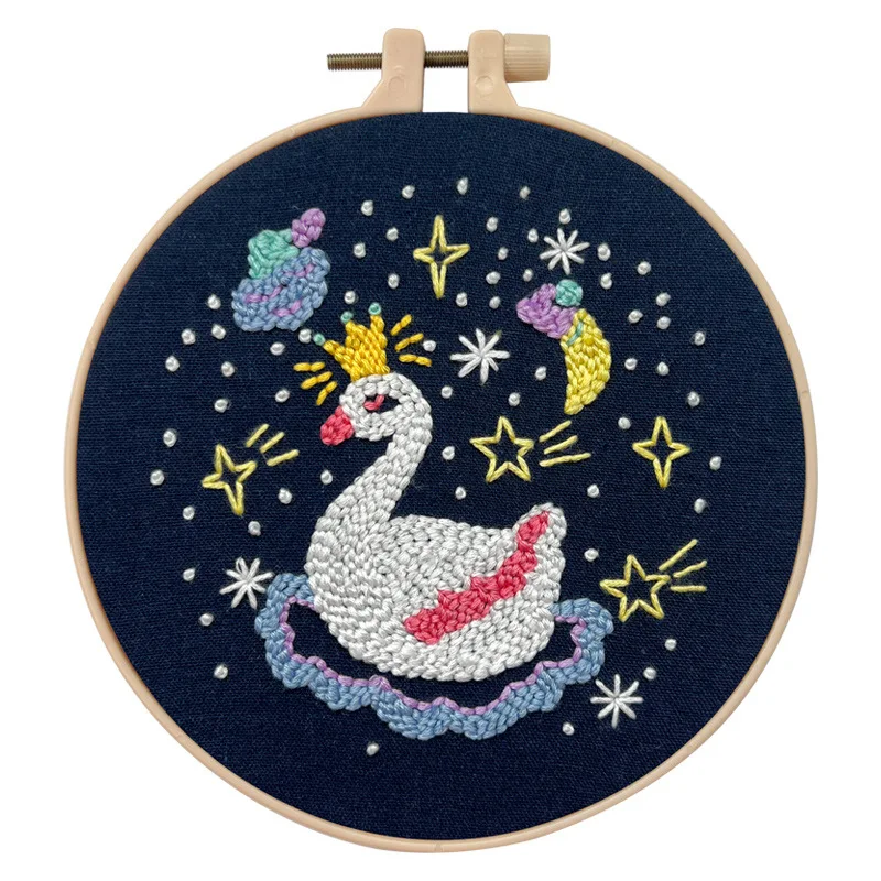 Good Night Swan Punch Needle Kits,Punch Needle Set,Punch Needle Kit Beginner With Punch Needle,Yarn,Printed Pattern,Instructions