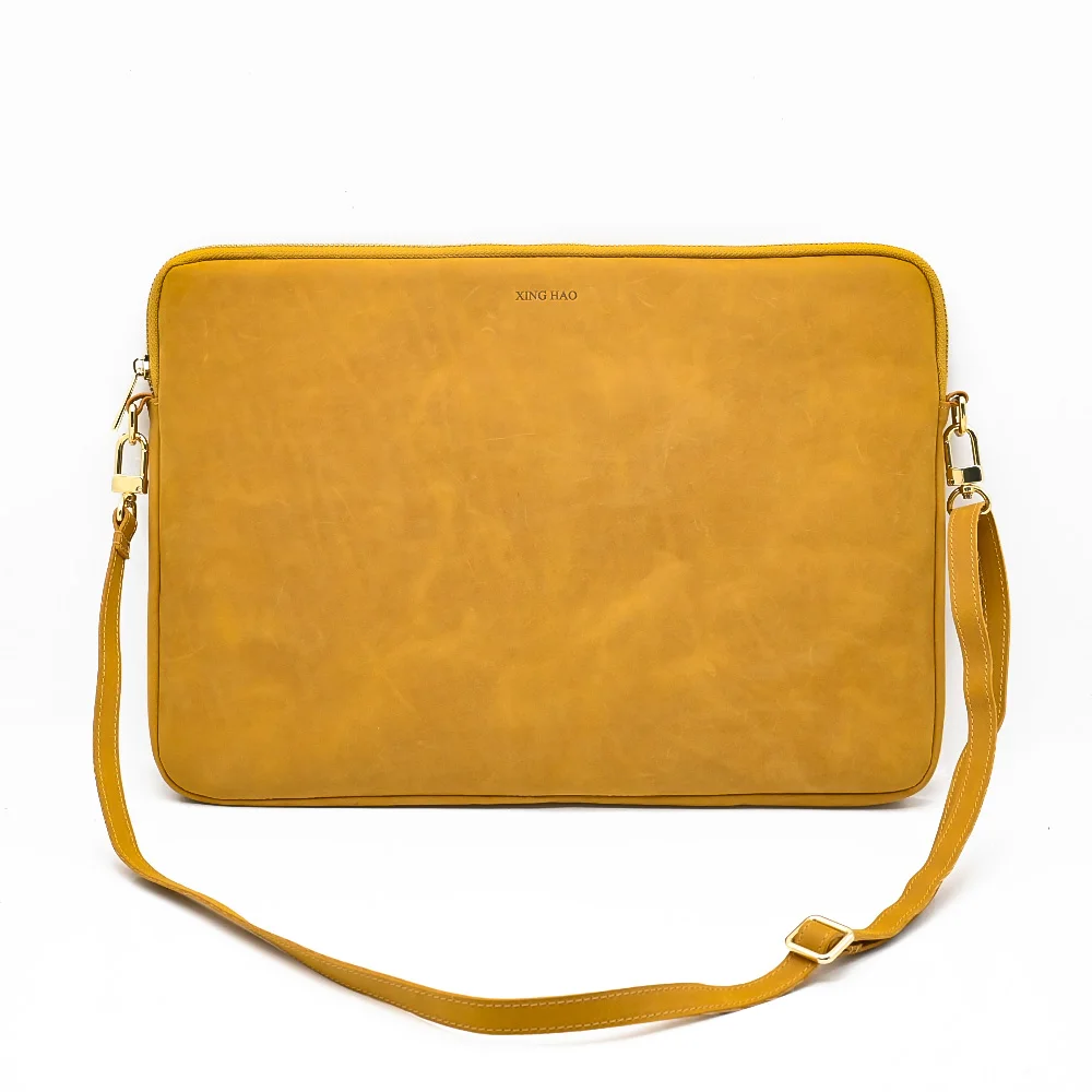 High Quality Crazy Horse Genuine Leather Custom Briefcase Laptop Bag for Business