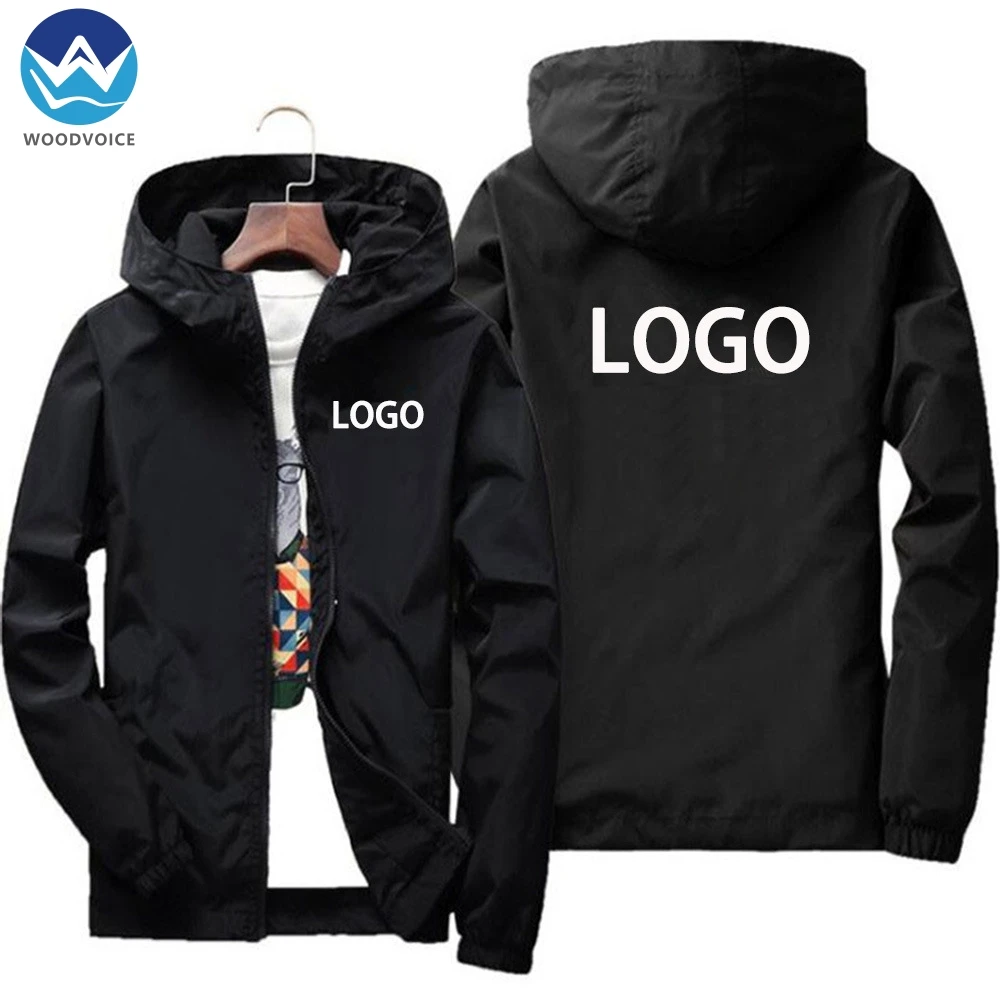 OEM Customized Logo Factory Wholesale Jacket Custom Windbreaker Clothing Black Casual Plain Waterproof Windbreaker Casual Jacket