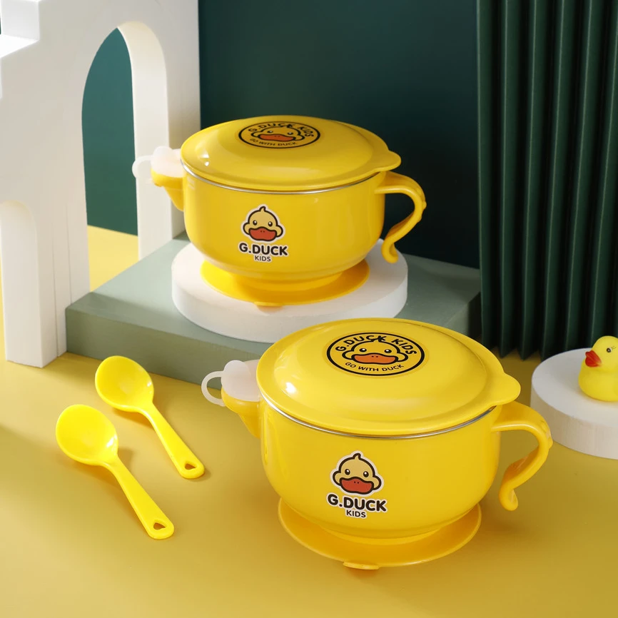 Thermal baby food warmer bowl water injection Insulated baby bowl with suction