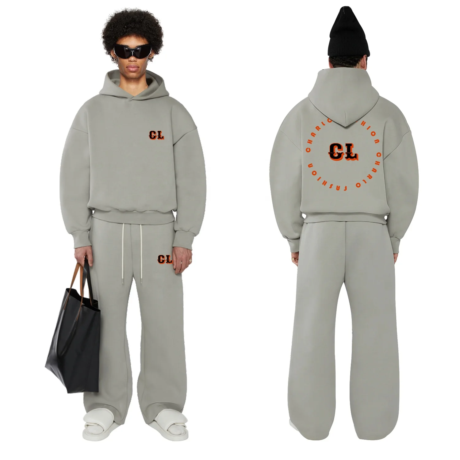 custom logo puff print heavyweight sportswear tracksuit Sweatsuit high quality Jogger essentials hoodie and sweatpants set men