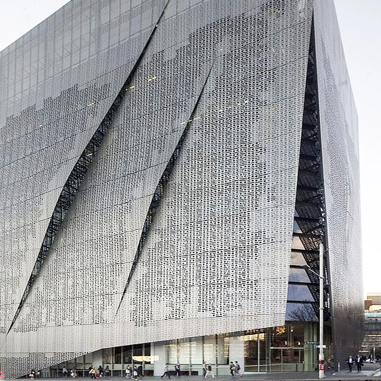 Perforated Screen Laser Cut Ventilated 3d Facade Decoration Aluminum Plate Aluminum Cladding Curtain Wall