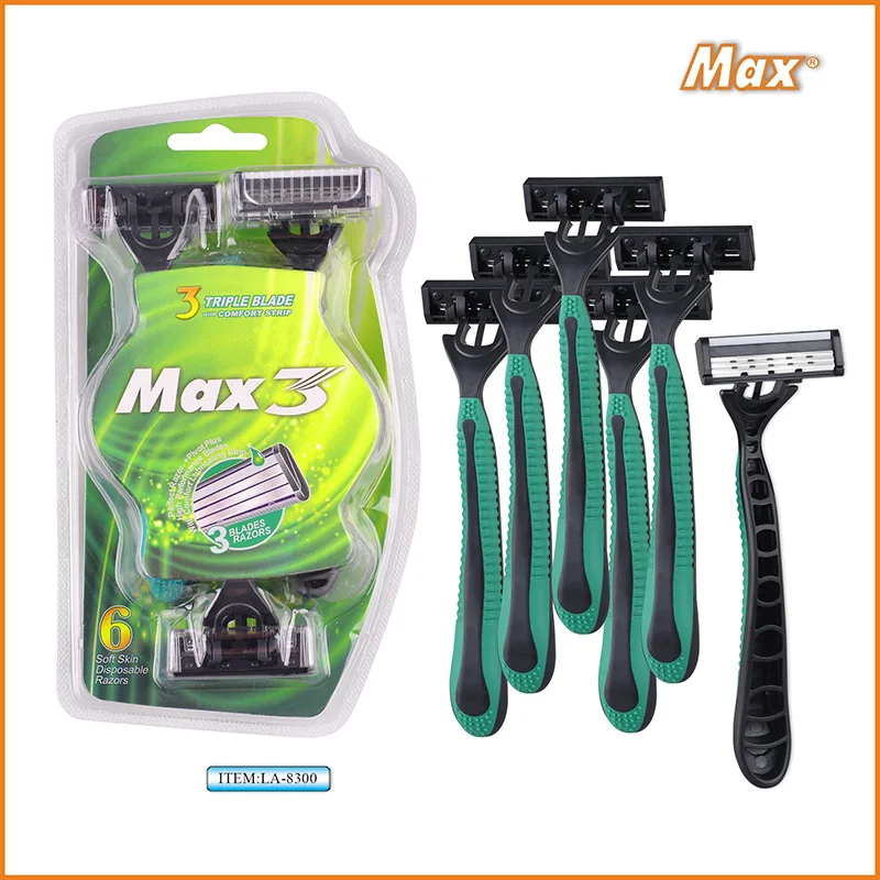 Imported blade, rotating head, rubber and plastic handle, disposable razor