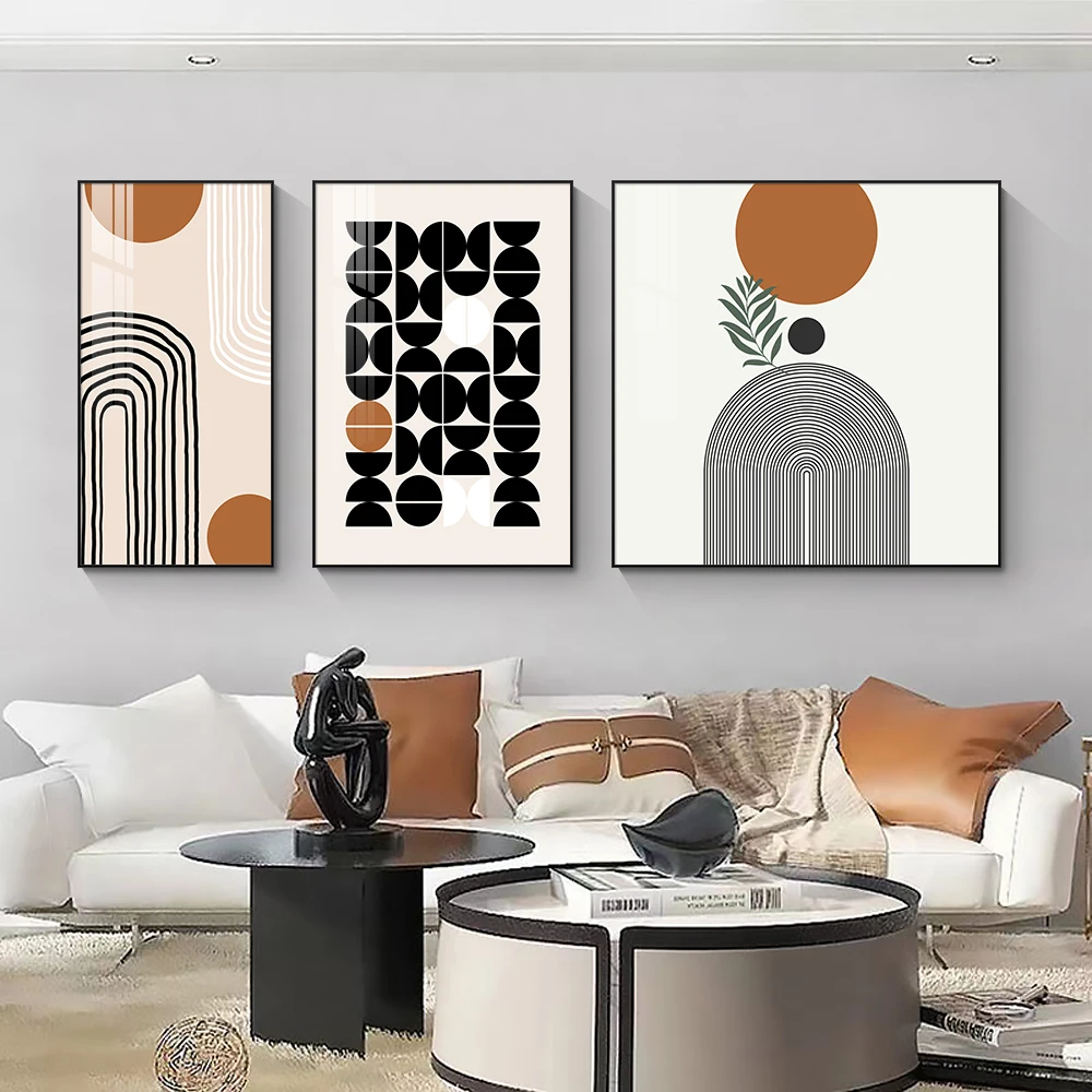 Nordic Modern Abstract Picture Interior Decoration Bohemian Canvas Wall Art Set of 3 Suitable for the Living Room