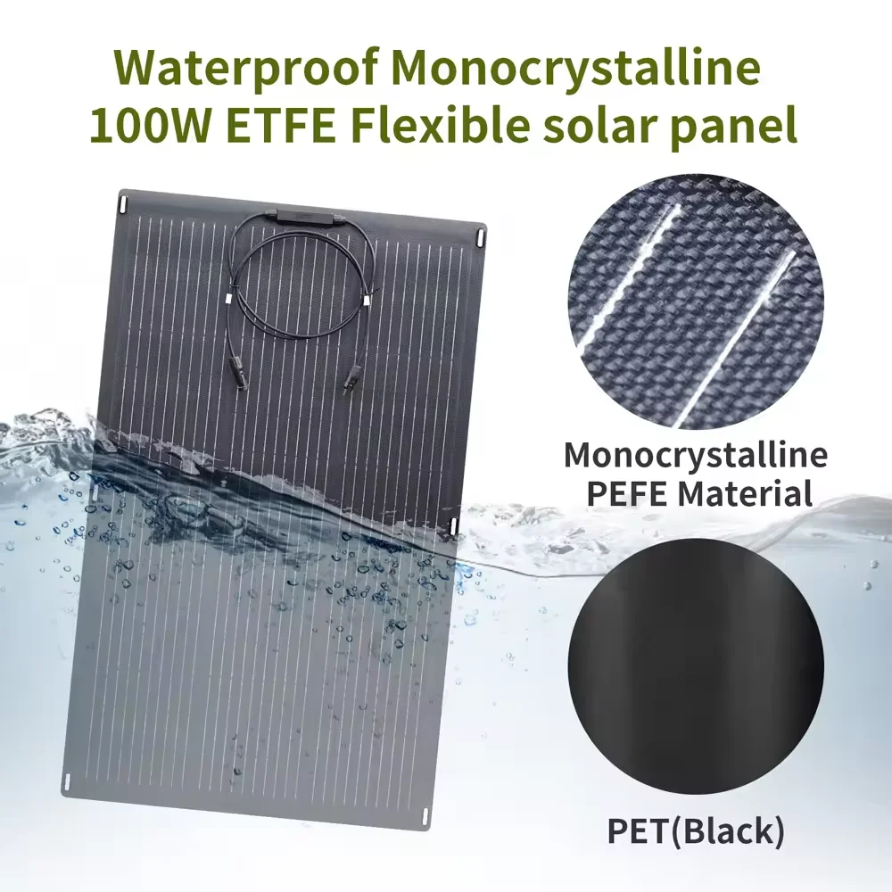 Высокоэффективная 100 ватт ETFE Sunpower 12 В 30 Вт 50 120 150 200 полугибкая солнечная панель