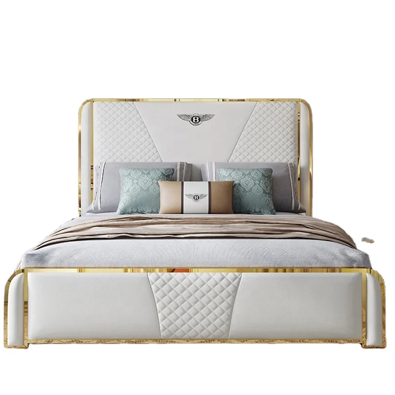 Hot selling simple design bedroom modern bently luxury stainless steel leather Home