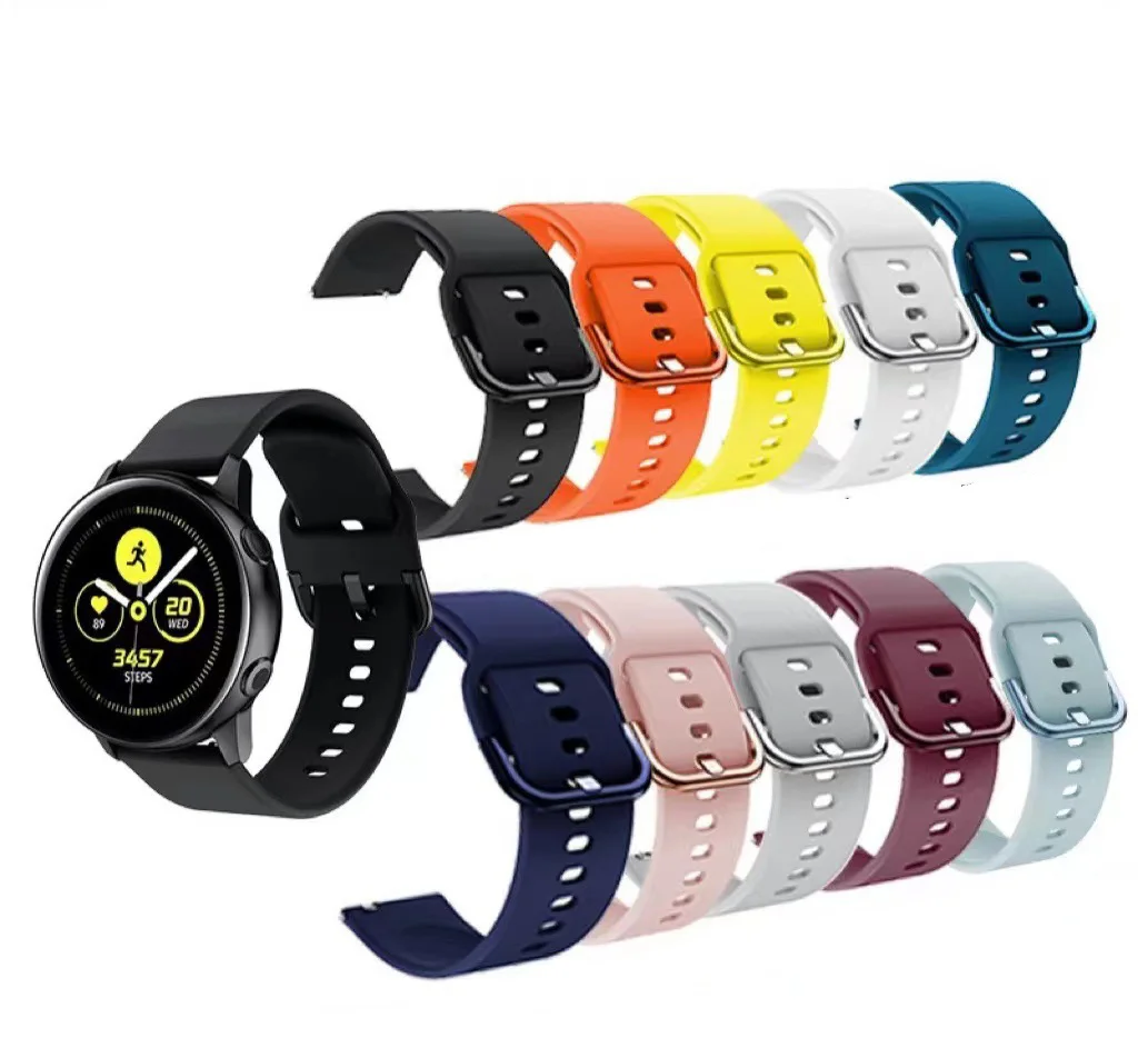 Silicone 20mm Smart Sport Wrist Watch Bands Strap For Samsung Galaxy Watch Active 2 40/44mm / 3 41mm Smartwatch Wristband