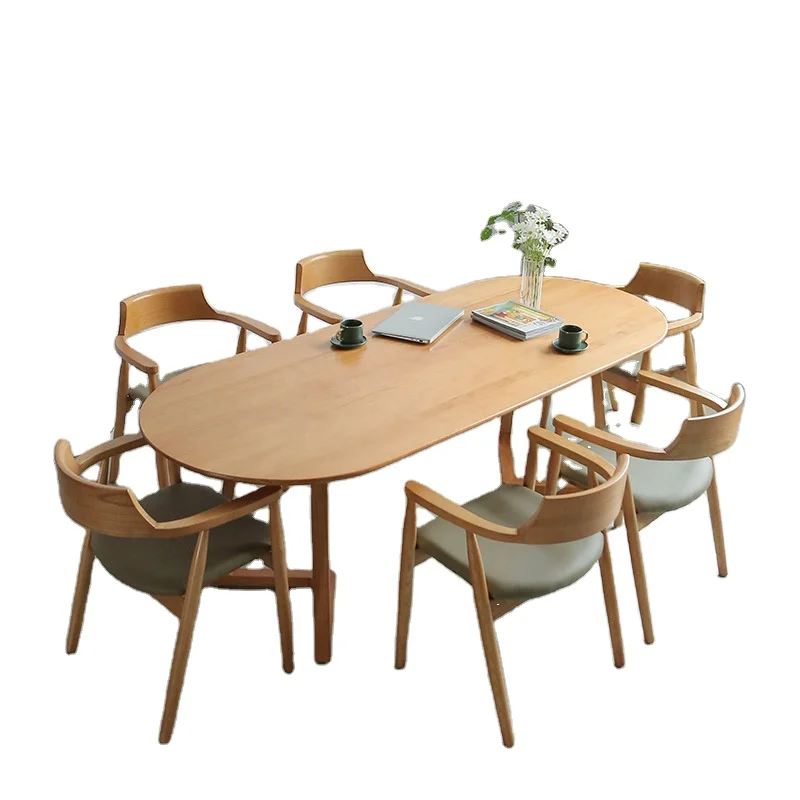 Скандинавский дизайн домашняя мебель для столовой овальная кухня роскошный Твердый деревянный обеденный стол кофейный столик набор