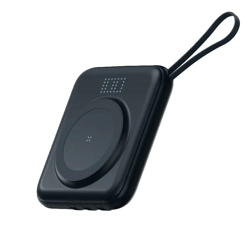2024 Latest LED Light 10000mAh Power Bank with 4 wire Mini Phone Charger with Cable for iPhone 14 Pro Max