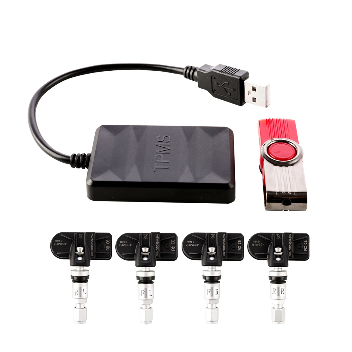 8bar For Car TPMS 4 Sensors USB Tpms Power Car Tire Tyre Internal Universal Sensor System High Quality Android Usb Tpms Language