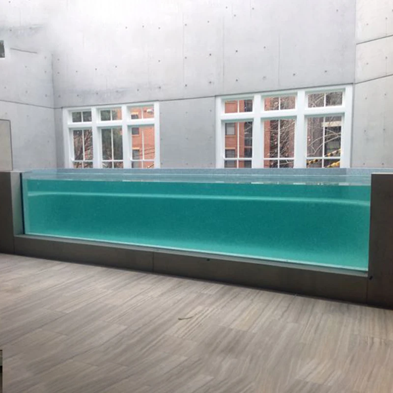 customized fiberglass large big acrylic panel glass wall window pool swim spa above ground glass swimming pool