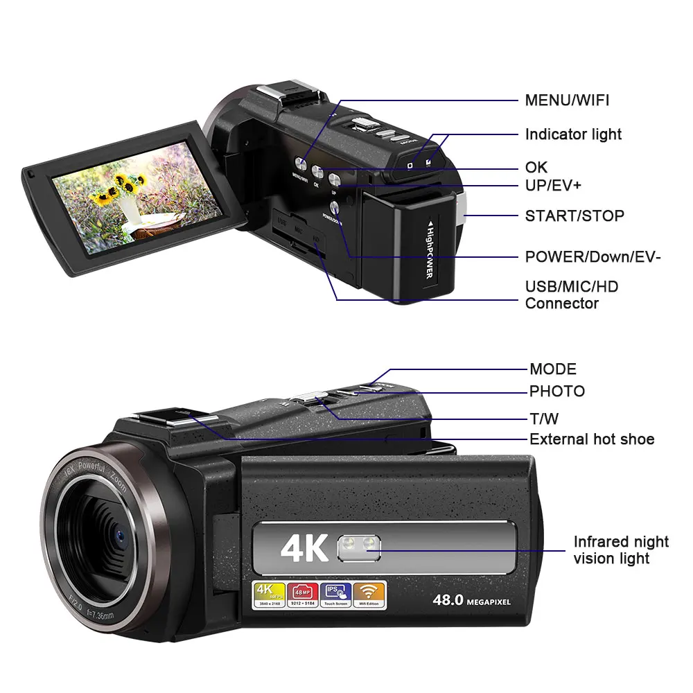  4K видеокамера Full HD профессиональная для
