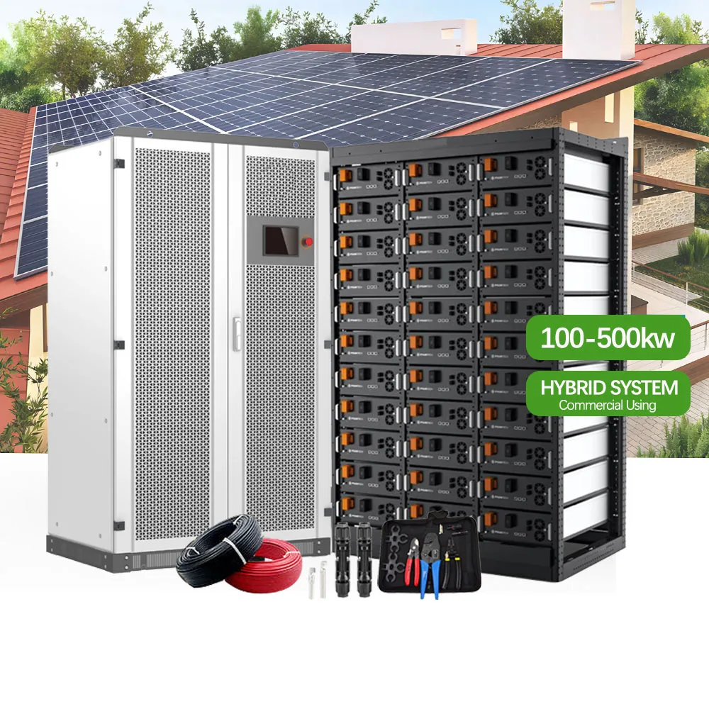 Complete hybrid grid solar power plant 500kw 1mw 2mw 5MW power station free design commercial solar systems Container