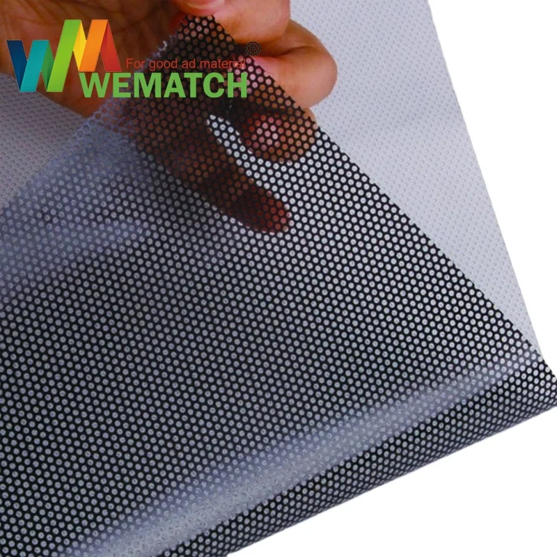 Manufacture Tome One Way Vision Window Screen Mesh 140g Printable Pvc Sticker Rolls Film Vinyl Mesh Perforated Vinyl