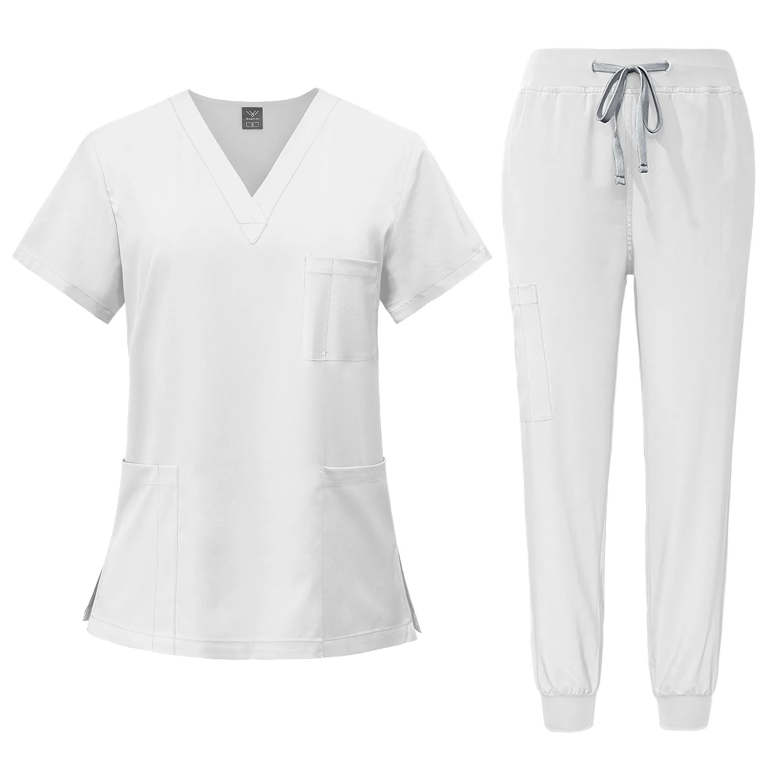 New style polyester spandex elastic custom logo hospital uniforms scrubs unisex medical lab coats scrubs uniform set