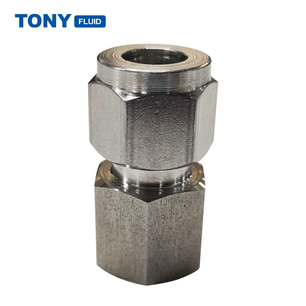 G BSP NPT Female Thread Double Ferrule Union Tube Connector SS316 Compression Tube Fitting