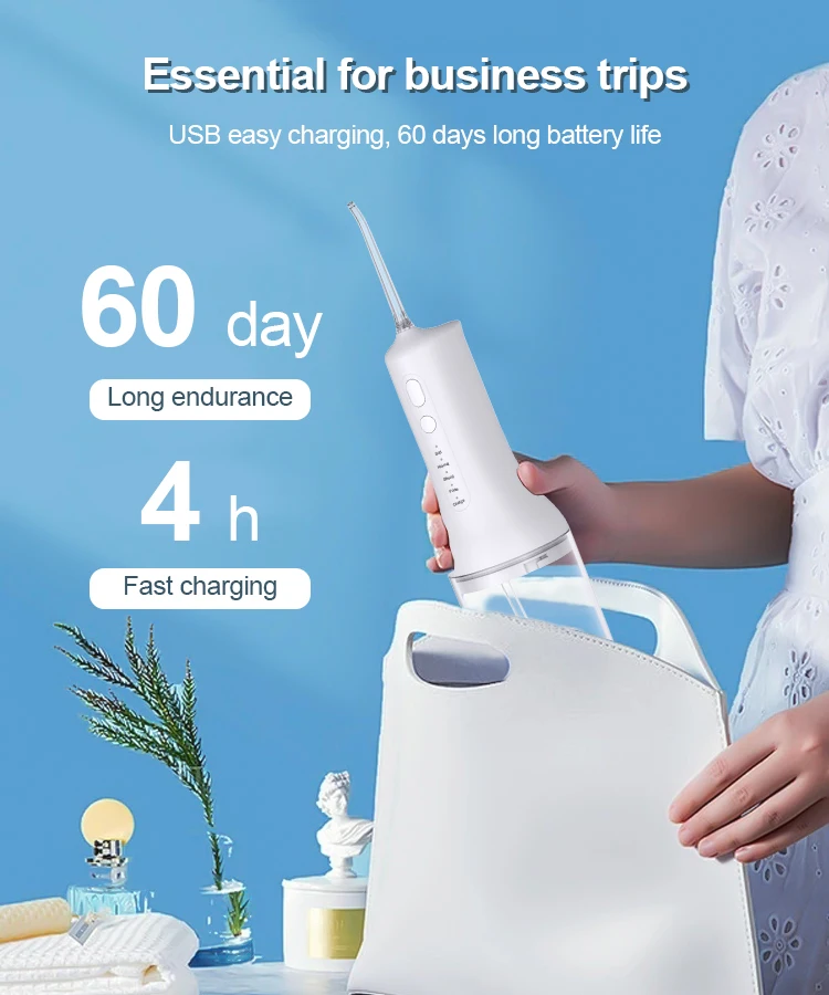 Professional Compact Electric Oral Dental Cordless Irrigator IPX7 Waterproof USB Rechargeable Teeth Cleaning Water Flosser
