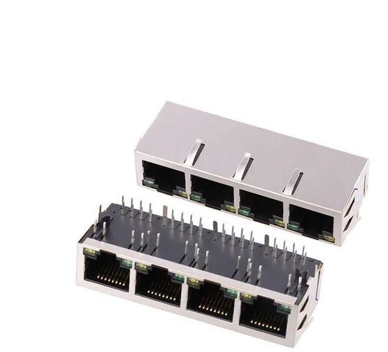 Professional Manufacturer 100 Base 1x4 Port RJ 45 Connector Transformer with Shield Jack