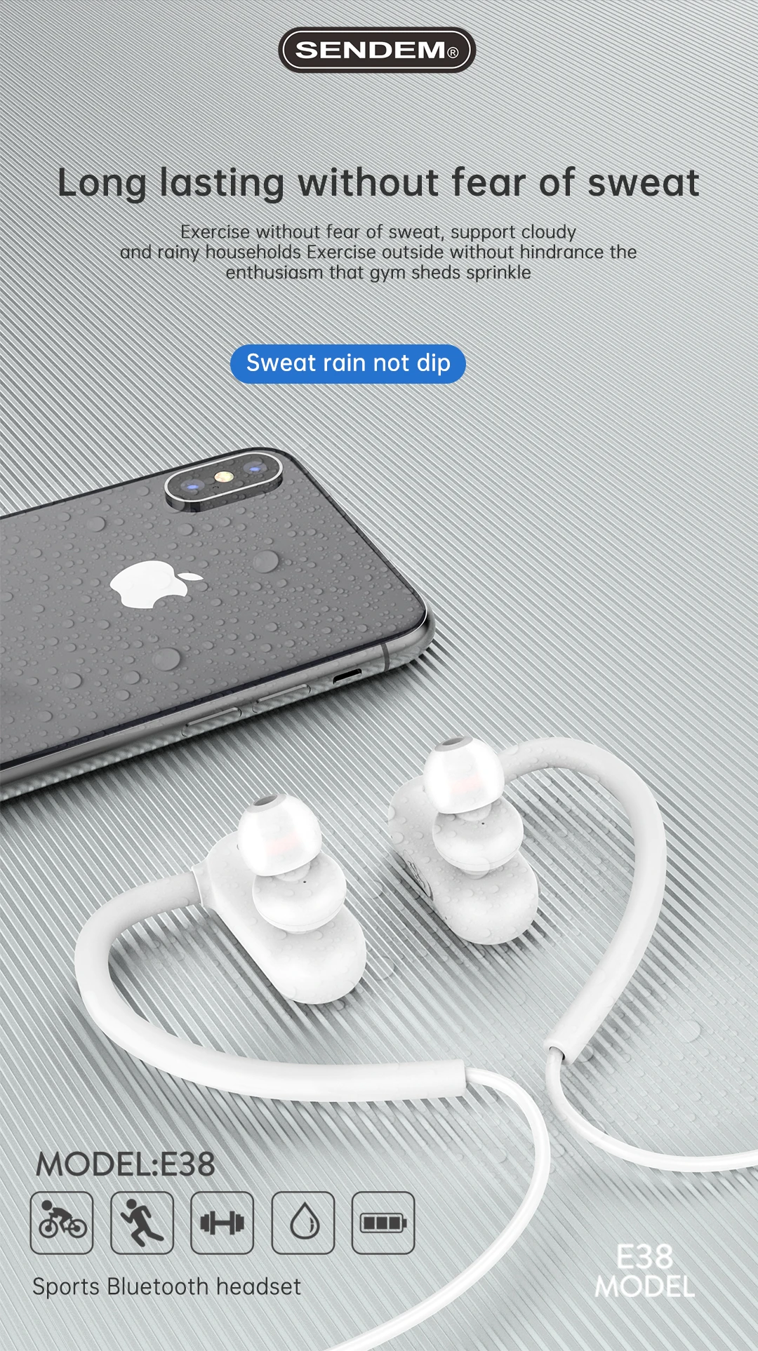 SENDEM NeckBand Headset Oem Cheap S720 Classic Neckband Earphones 2000 Mah 11 Hours Blue Tooth Wireless Neck Band Earphone