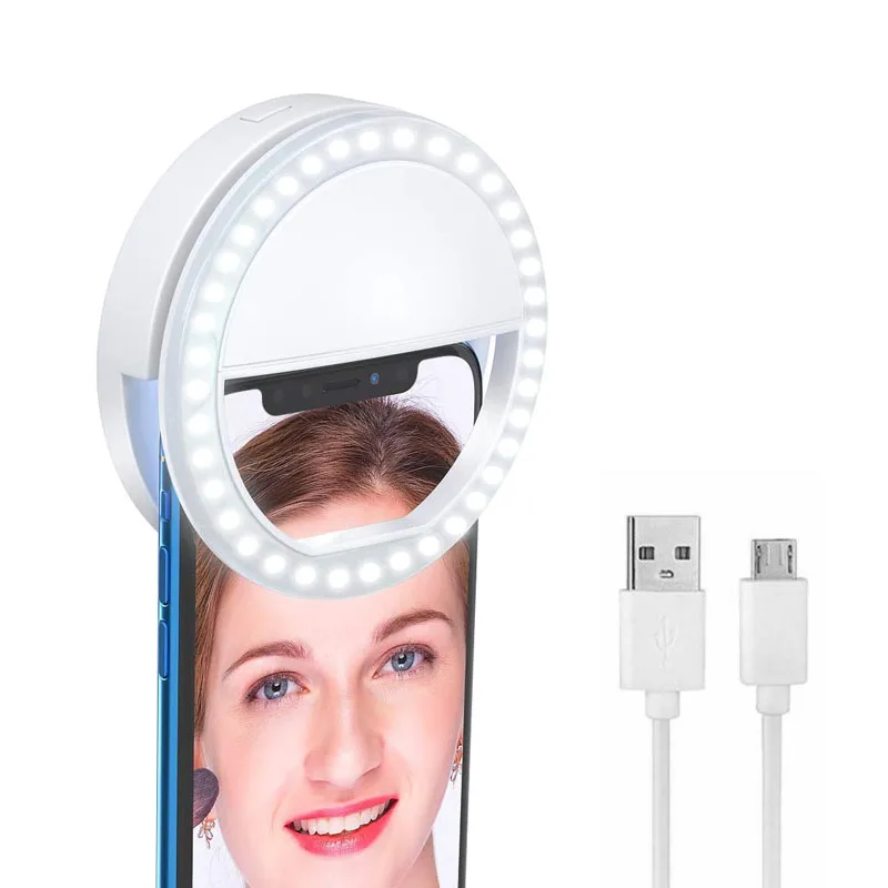 Wholesale portable rechargeable usb camera flash mobile led selfie ring light