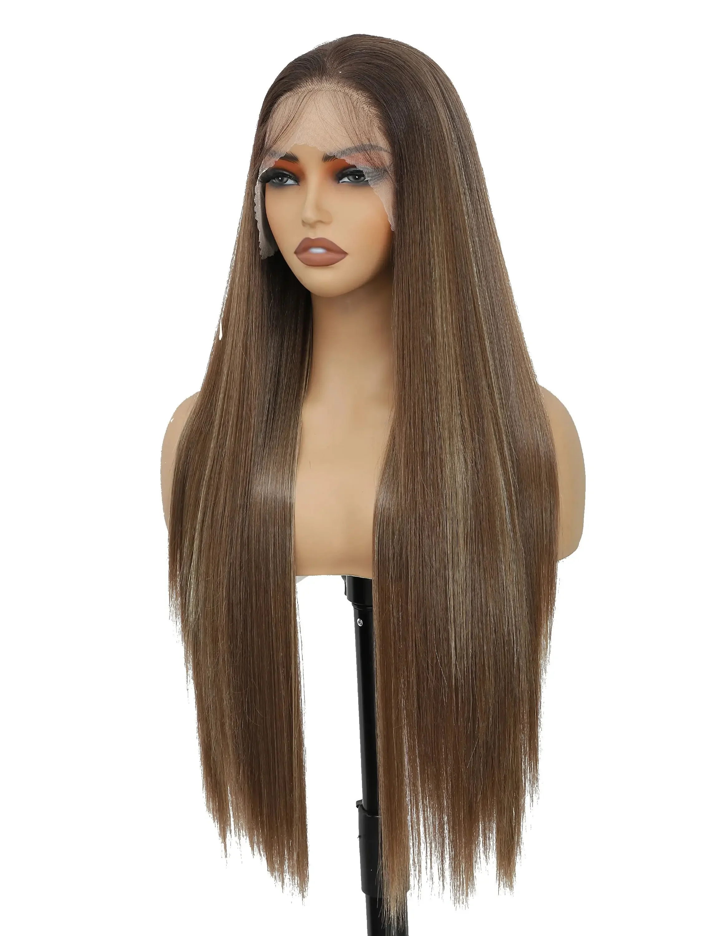 13X4 Lace Front Wig for Women Synthetic Natural Black Color Long Straight Prepluck Hairline Baby Hair Soft Hair Cosplay Daily