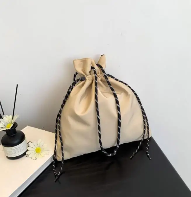 2024 Alibaba fast shipping nylon private label handbag woman drawstring bag, new summer design fashion drawstring handbag custom