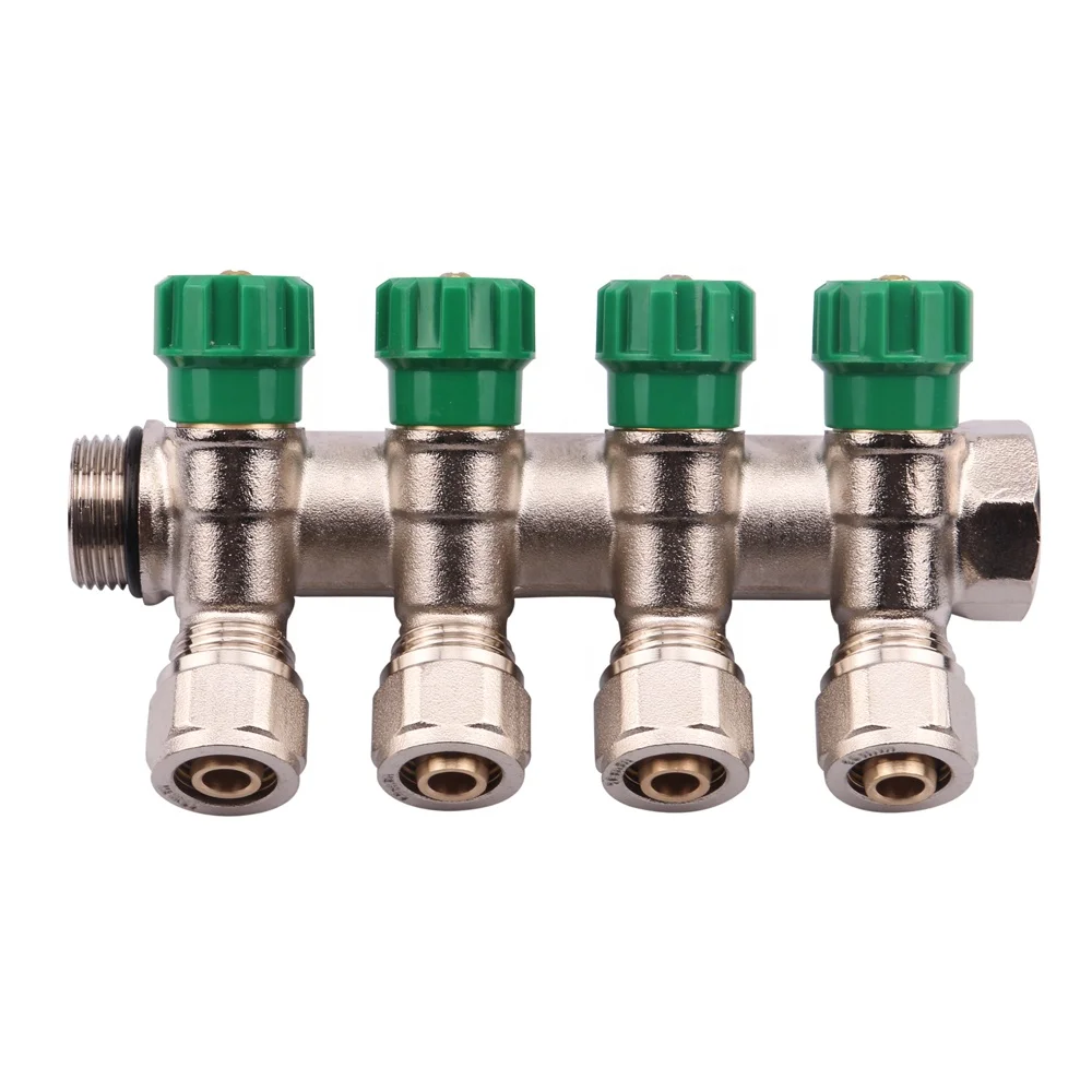 Zhejiang Kaibeili High Quality 4 Way Water Brass Manifold For Floor Heating System Billet