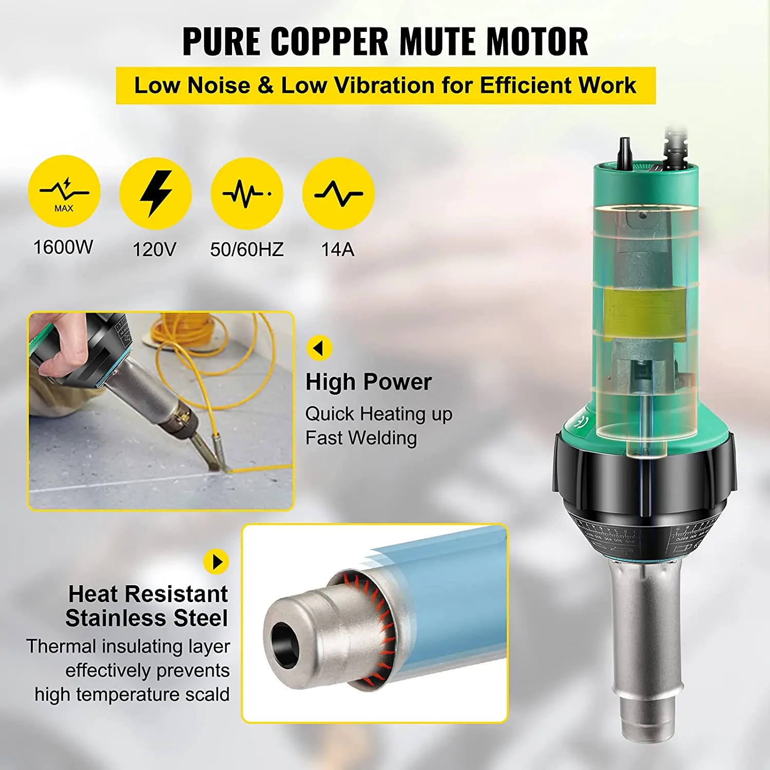 ChingRay heat gun 1600w 2000w hot air gun quick welding plastic Sprya Tower PVC Floor Water Tank Plastic Sheet