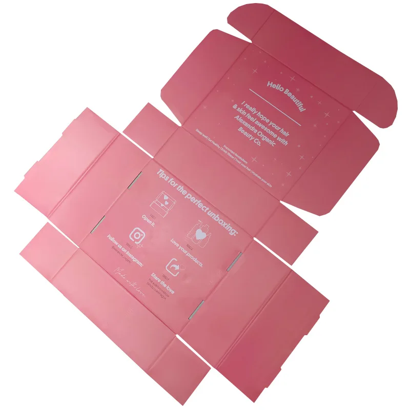 Custom Logo Cardboard Cartons Shipping Mailer Box Pink Cosmetic Set Cosmetics Mailing Skin Care Corrugated Packaging Boxes