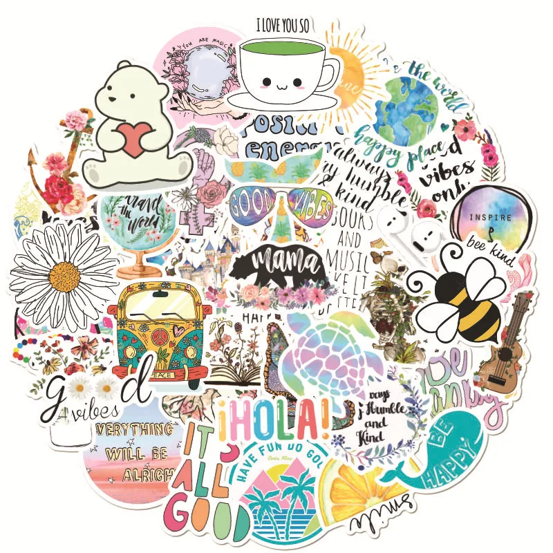 50pcs New Cute  INS Vsco butterfly flower Girl Laptop Stickers For MacBook Skin Car Skateboard Luggage Fridge custom stickers