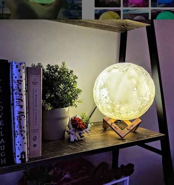 Drop Shipping 12 cm With 3 Colors 3D Led Magical USB Charge Mini Battery Powered Moon Night Light Moonlight