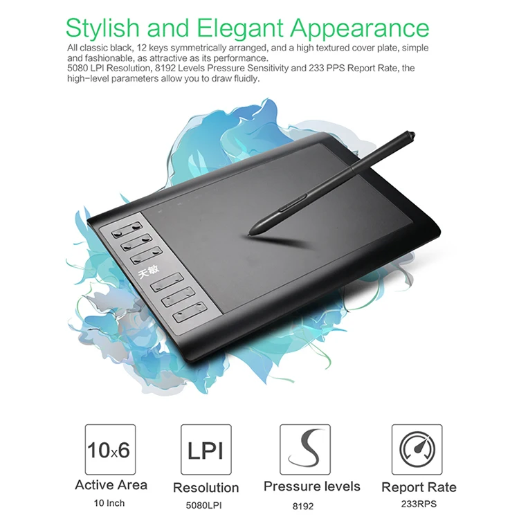 
Professional Drawing Hand Writing Tablet Pad Electronic USB Digital Graphic Tablets 