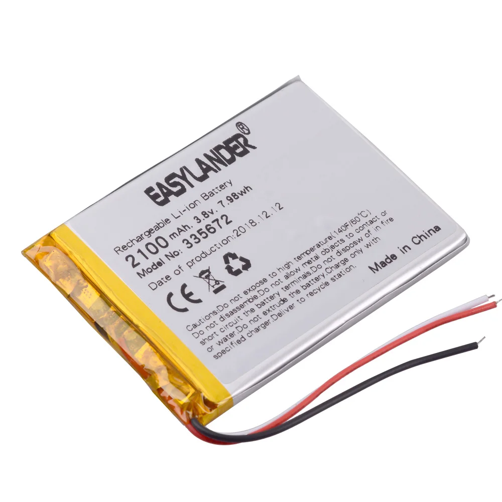 
335672 3.7V 2100mah rechargeable lithium ion battery Smart Watch 