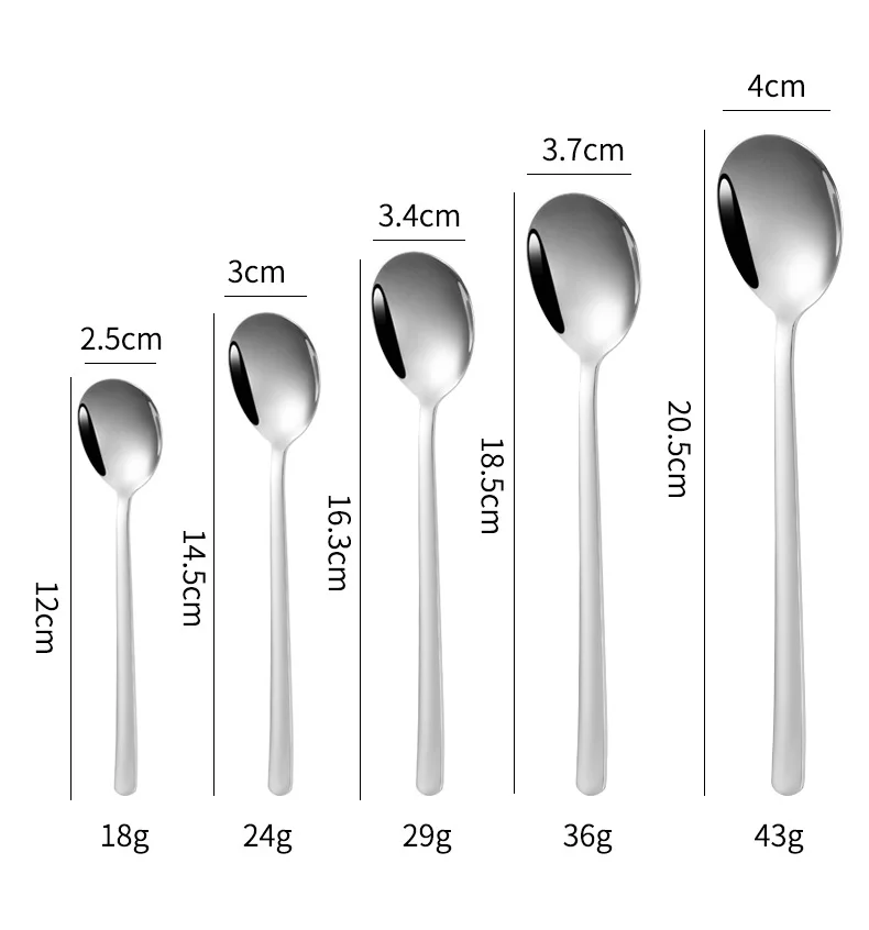 304 stainless steel spoon household dinner long handle dessert spoon fork coffee stirring spoon stainless steel tableware