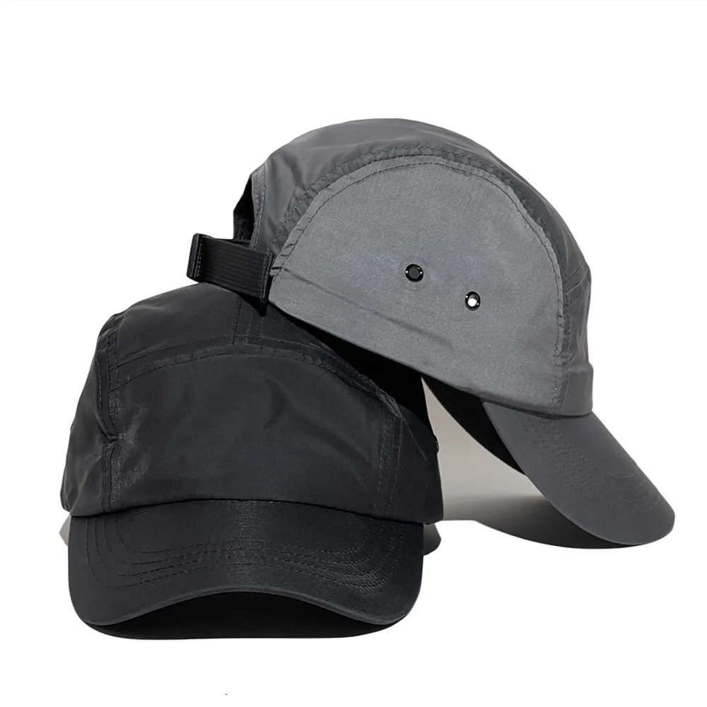 Wholesale Breathable Lightweight Nylon Waterproof Quick-drying 5 Panel Snapback applique logo laser cut drilled hole Cap Hat