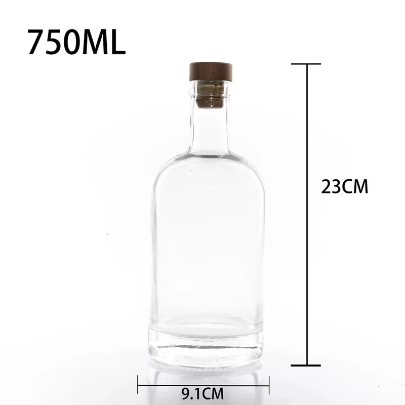Fancy Clear  750ml  Spirits Vodka Gin Rum Liquor Whisky Alcoholic Beverage Glass Bottle