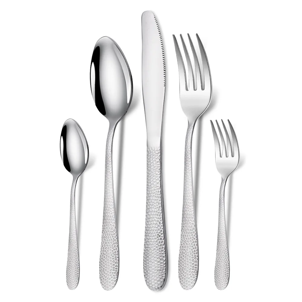 Portuguese Stainless Steel Modern Silverware Wedding Favors Luxury Golden Flatware Basic Cutlery Set