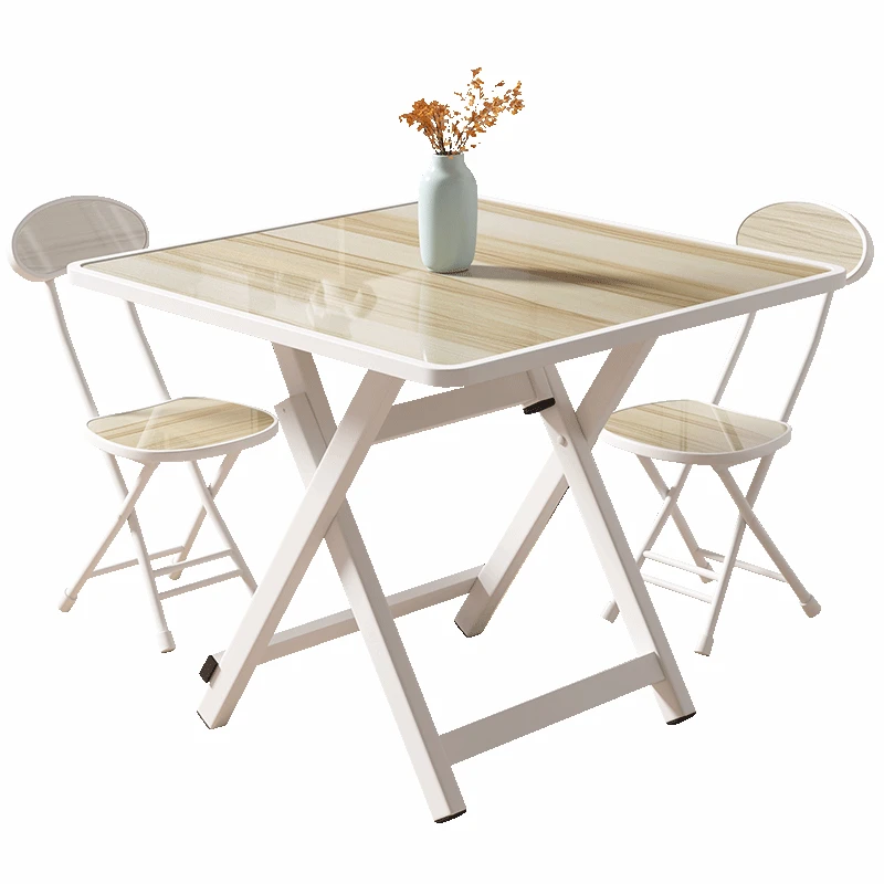portable square contracted Folding table sets up simple household small family round table