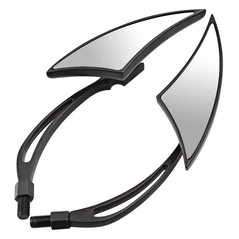 Triangle Custom Rearview Mirrors Black Chrome For Harley Touring Cruiser Chopper Bobber Motorcycle Universal Blind Spot Mirror